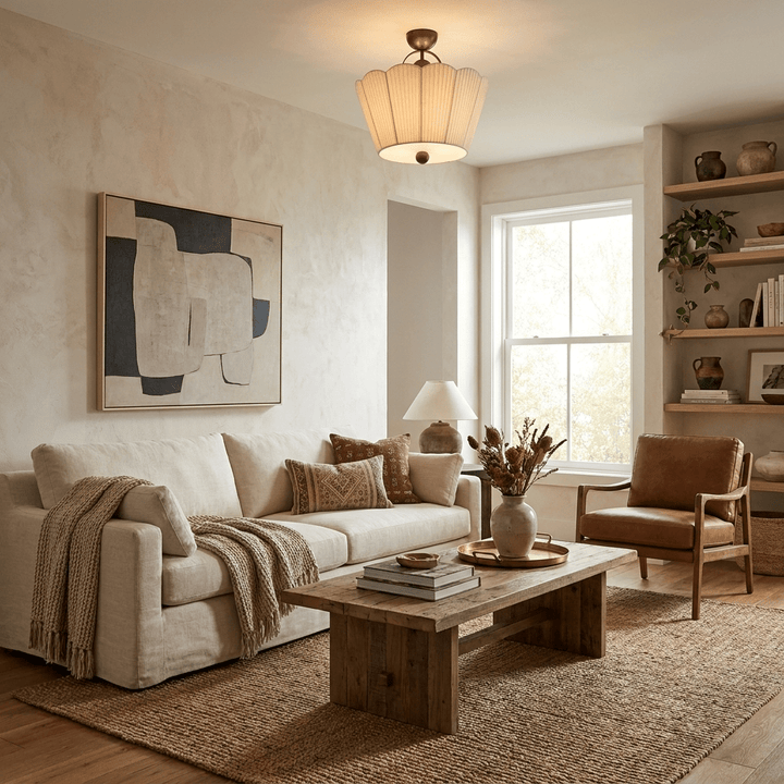 Flora Pleated Fabric Semi-Flush Mount - Vakkerlight