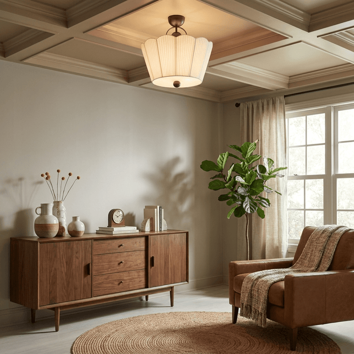 Flora Pleated Fabric Semi-Flush Mount - Vakkerlight