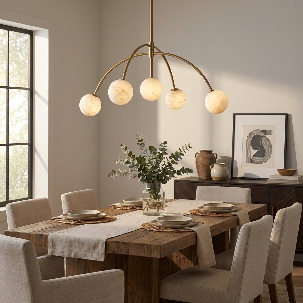 Lunara Alabaster Arc Chandelier