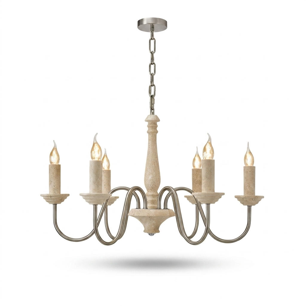 Veyra Travertine Candle Chandelier