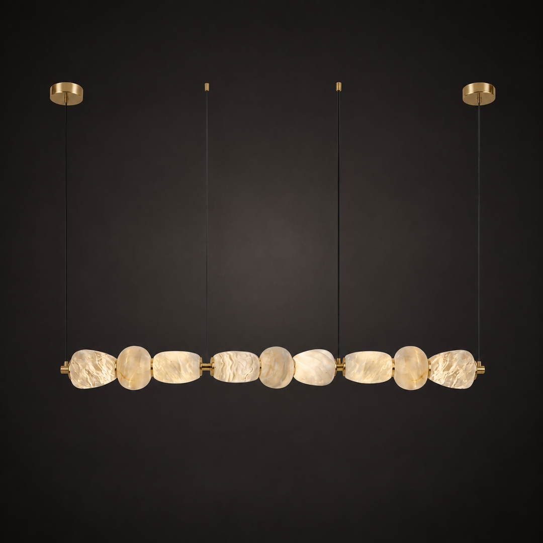 Alabaster Pebble Linear Chandelier