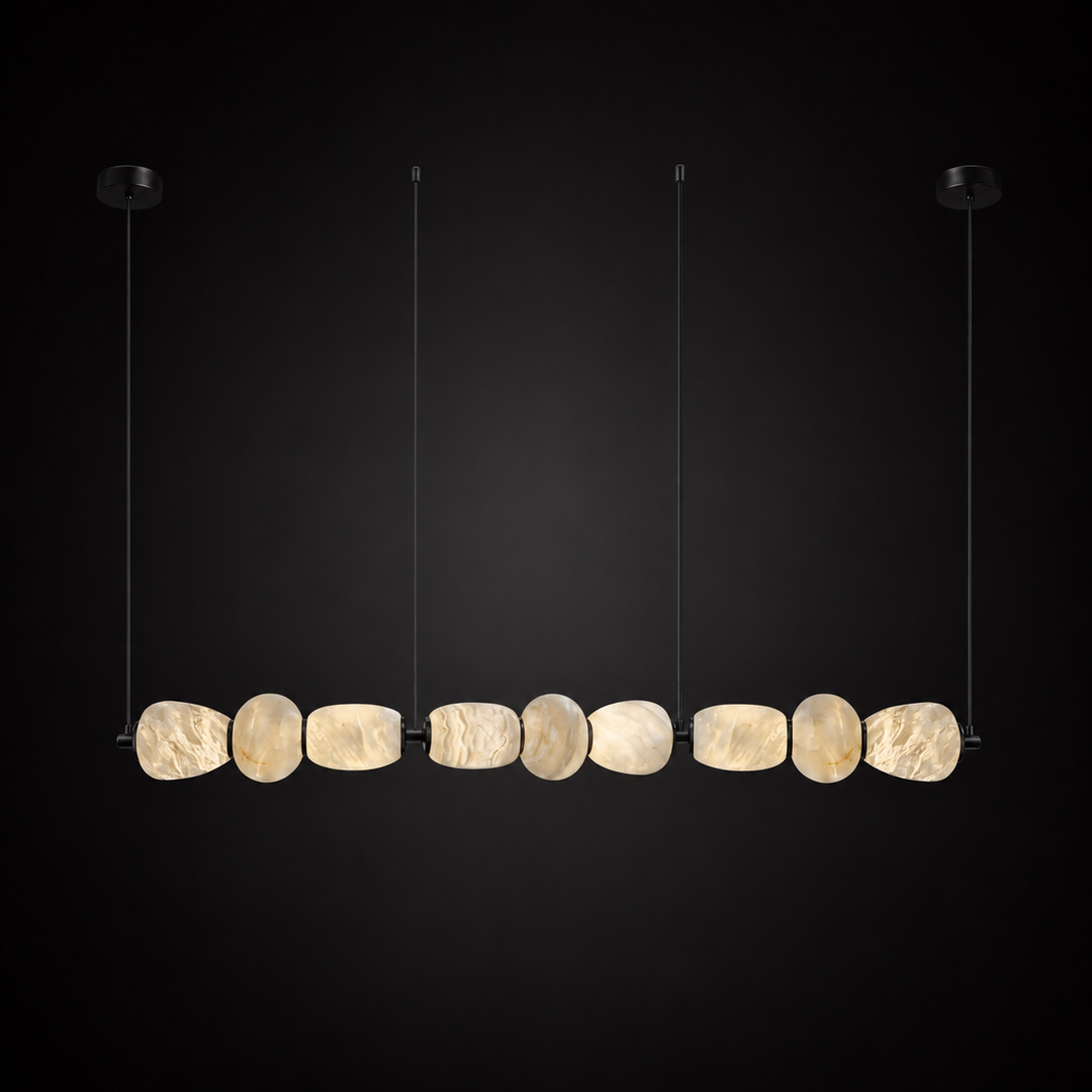 Alabaster Pebble Linear Chandelier