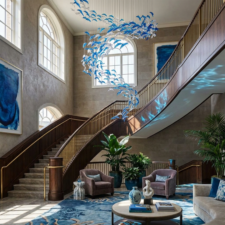 Nerissa LED Glass Dolphin Chandelier