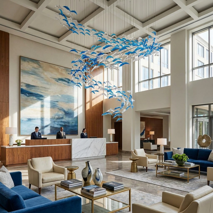 Nerissa LED Glass Dolphin Chandelier
