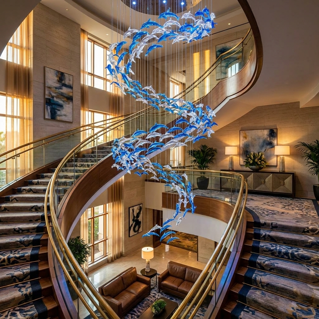 Nerissa LED Glass Dolphin Chandelier