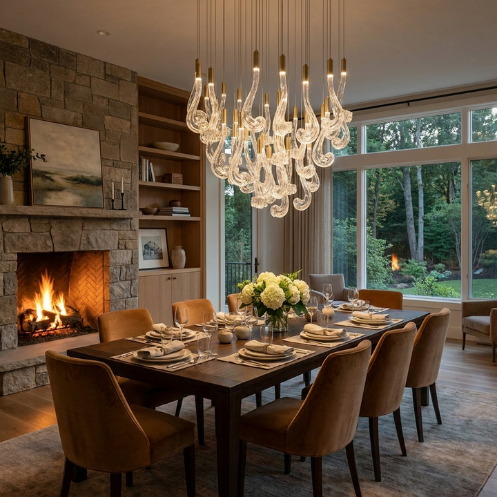 Lucerna LED Glass Flame Chandelier