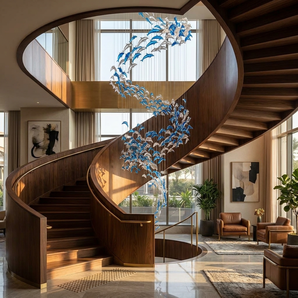 Nerissa LED Glass Dolphin Chandelier