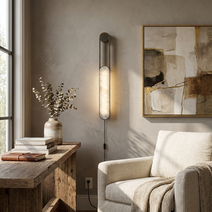 Norix Alabaster Frame Plug-in Wall Light
