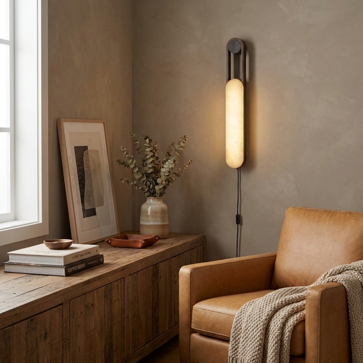 Norix Alabaster Frame Plug-in Wall Light