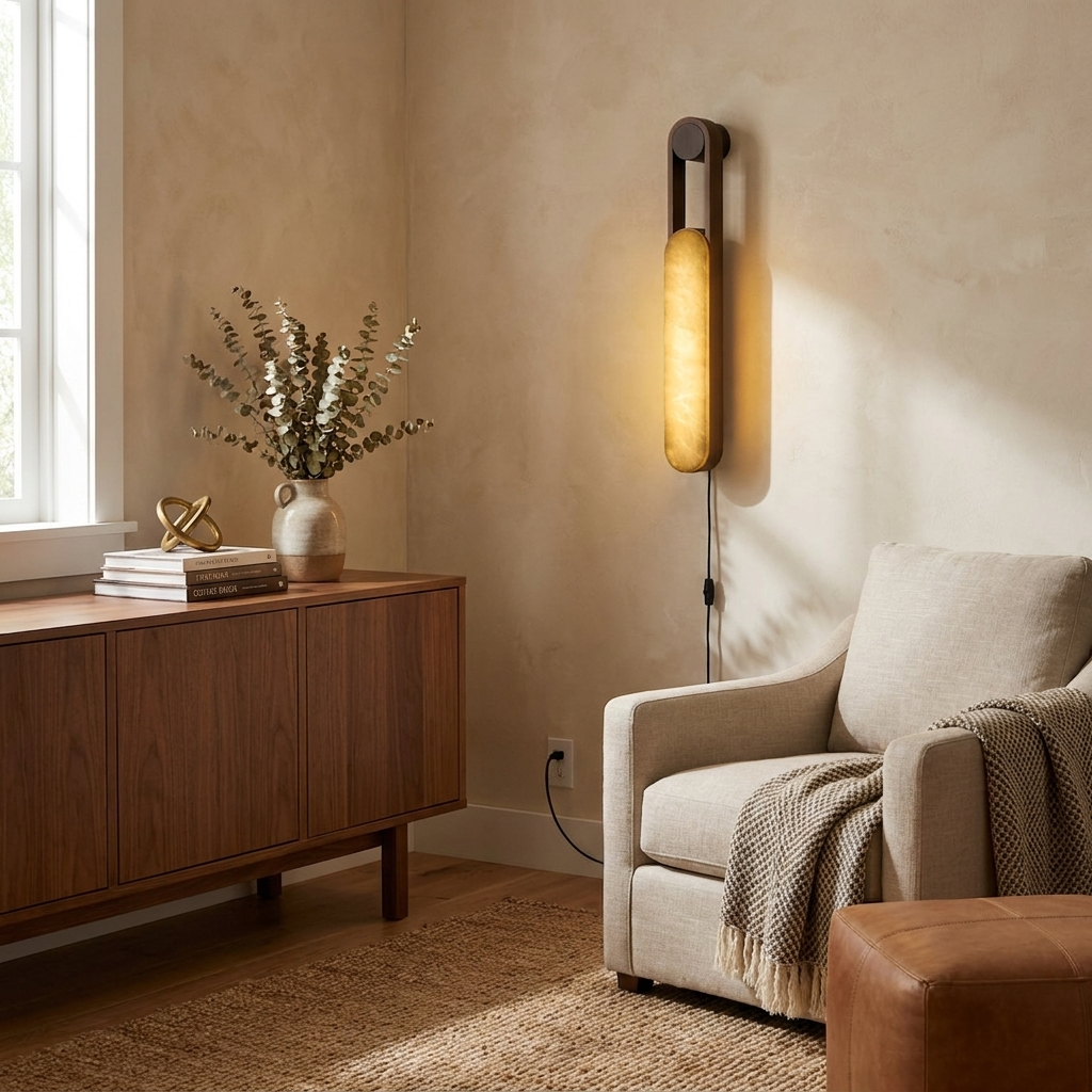 Norix Alabaster Frame Plug-in Wall Light