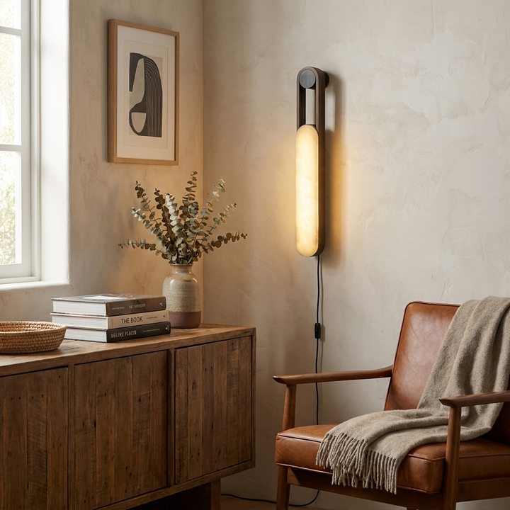 Norix Alabaster Frame Plug-in Wall Light