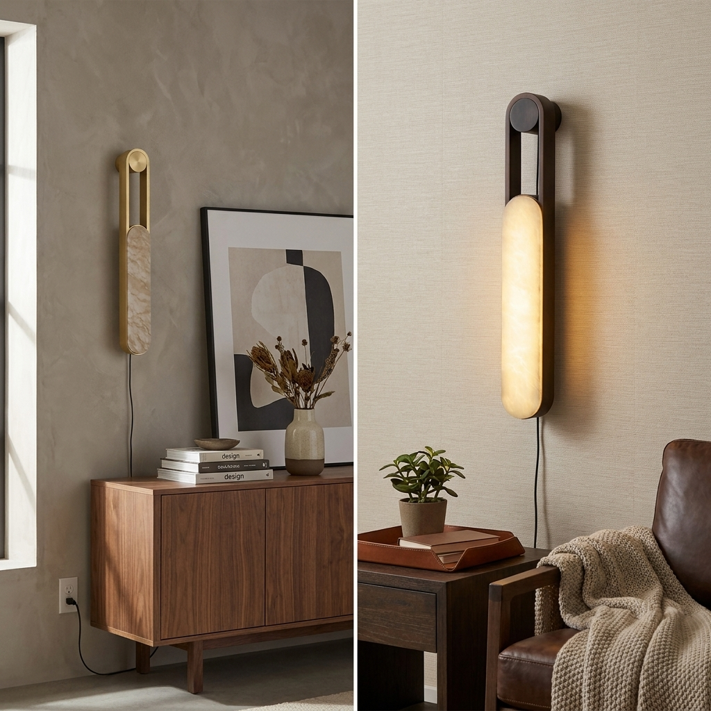 Norix Alabaster Frame Plug-in Wall Light