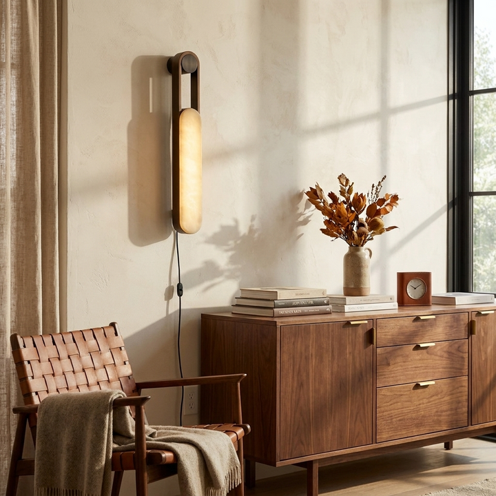 Norix Alabaster Frame Plug-in Wall Light