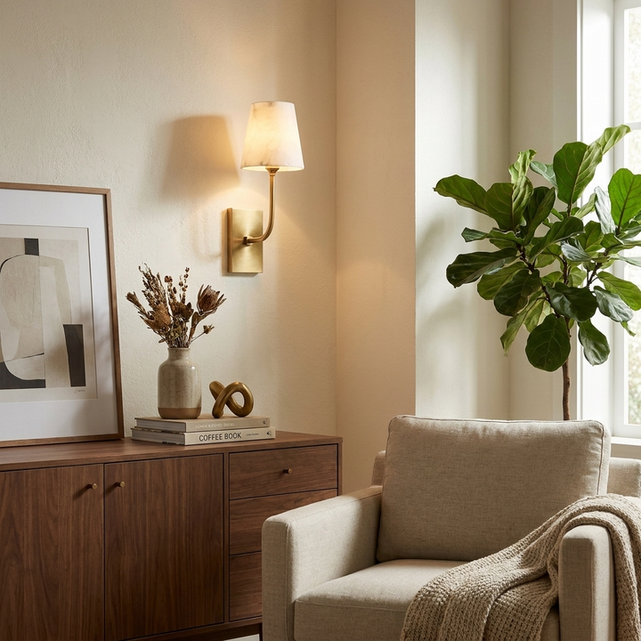 Aurevia Alabaster Tapered Shade Wall Sconce