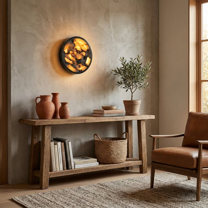 Orlina Stone Disc Wall Sconce