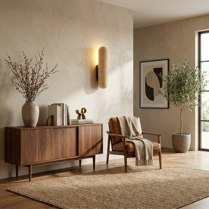Talvera Travertine Capsule Wall Sconce