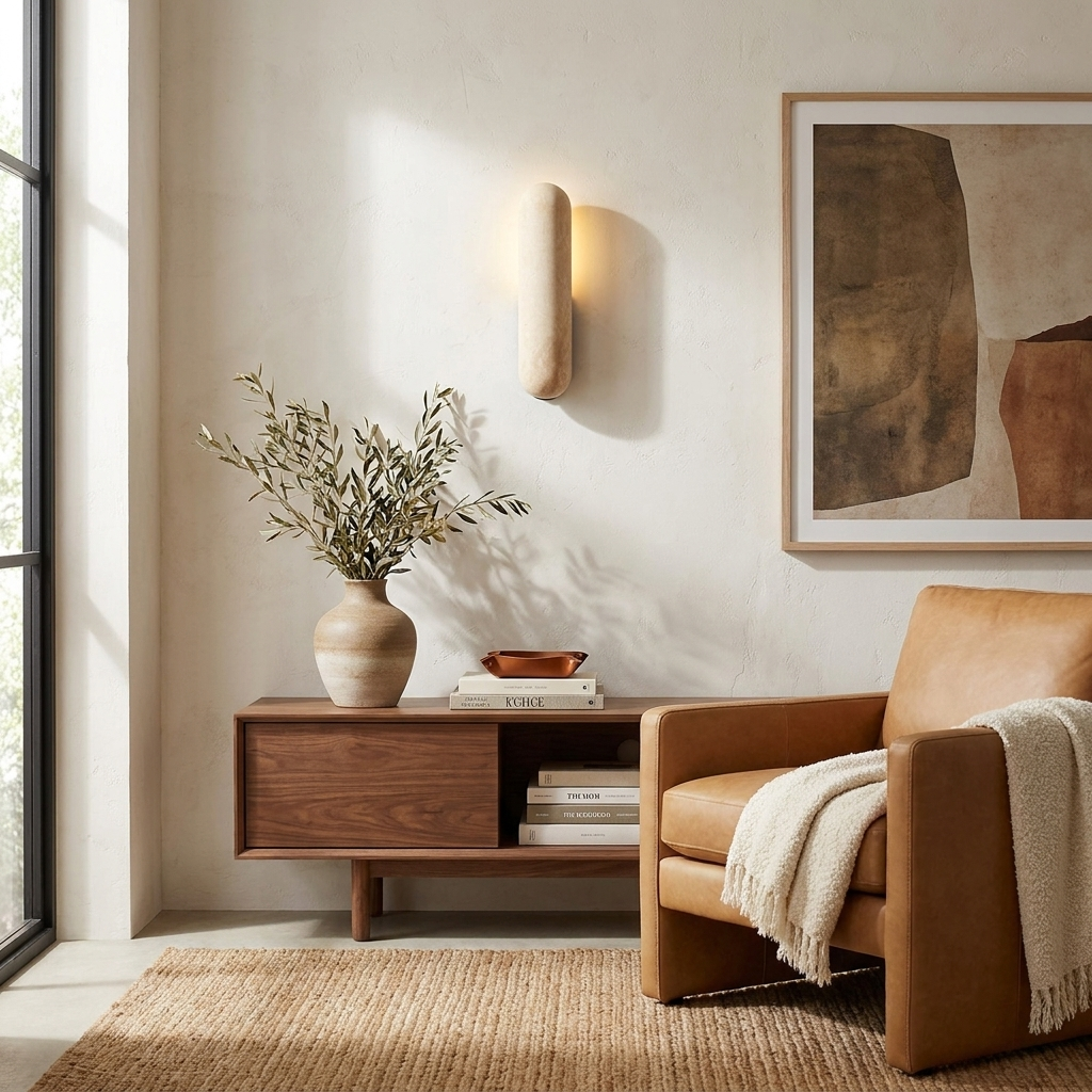 Talvera Travertine Capsule Wall Sconce