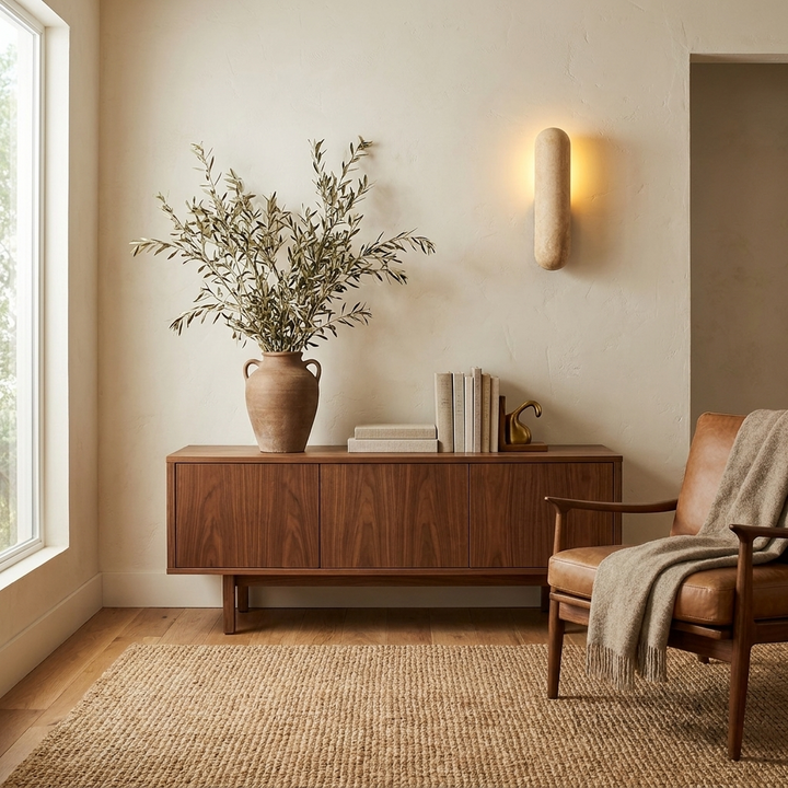 Talvera Travertine Capsule Wall Sconce