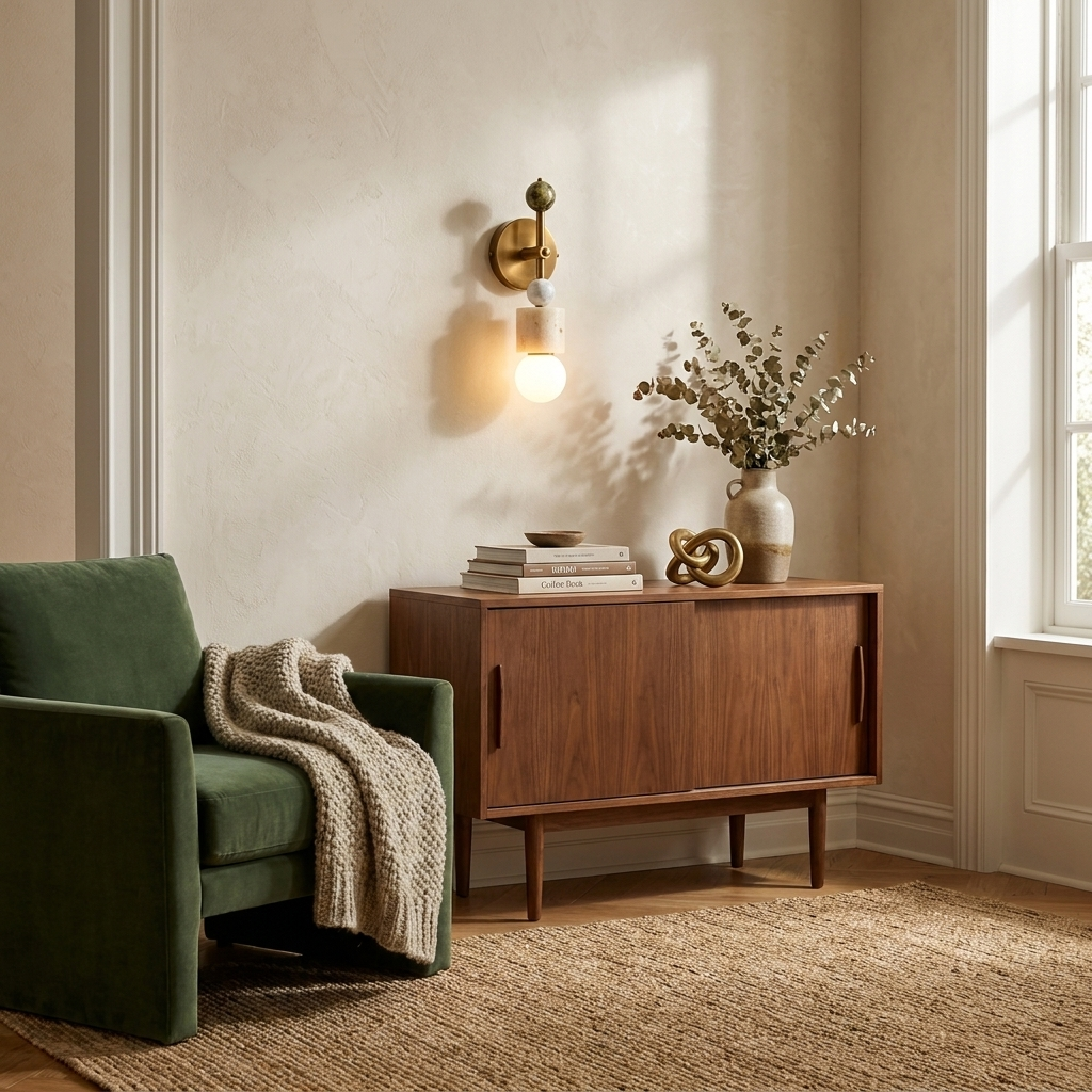 Aurevia Brass Marble Wall Sconce