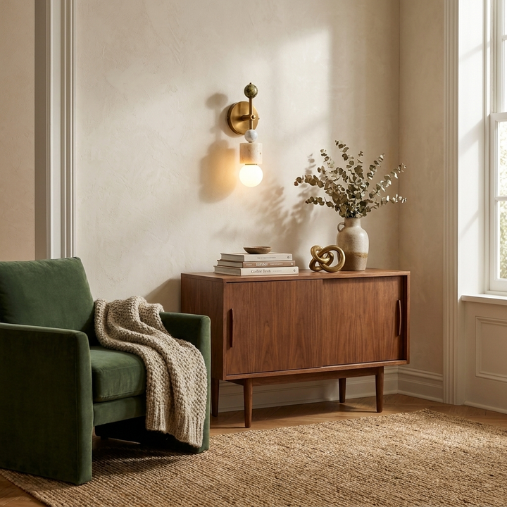 Aurevia Brass Marble Wall Sconce