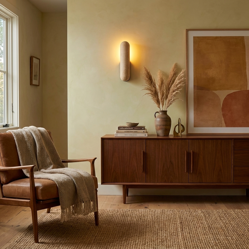 Talvera Travertine Capsule Wall Sconce