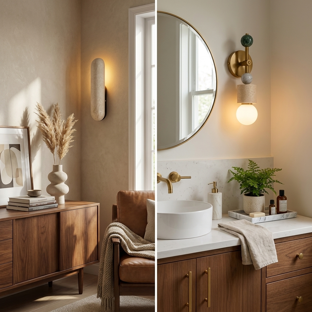 Aurevia Brass Marble Wall Sconce