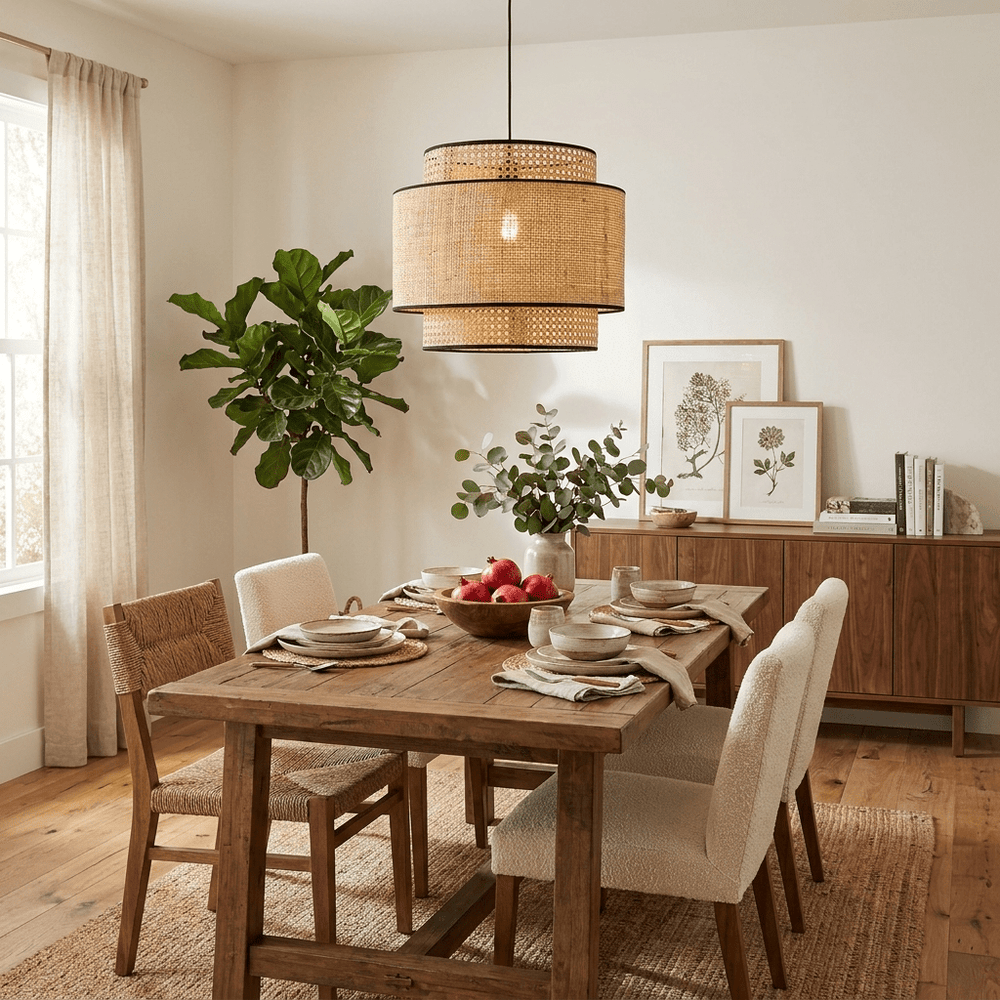 Sienna Rattan Fabric Pendant Lamp - Vakkerlight