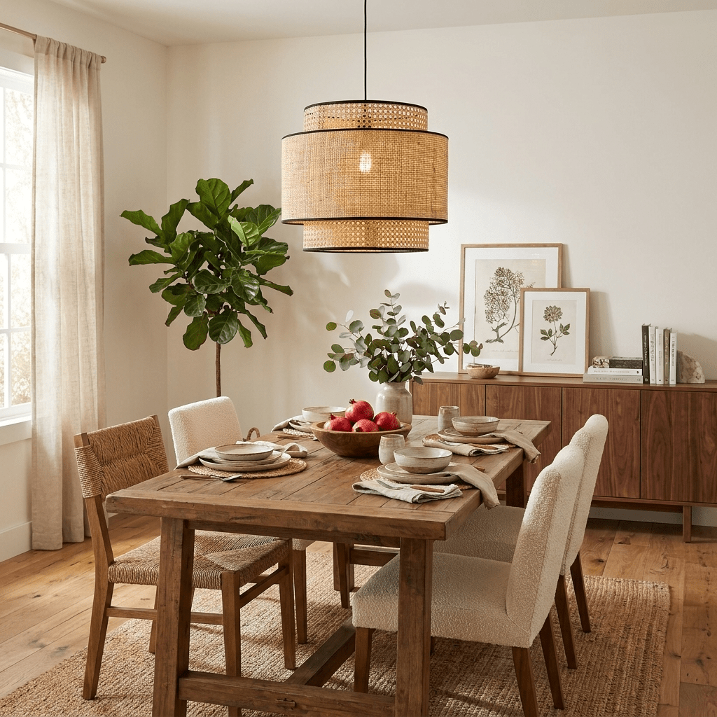 Sienna Rattan Fabric Pendant Lamp - Vakkerlight