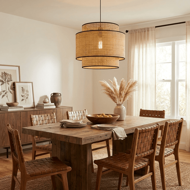 Sienna Rattan Fabric Pendant Lamp - Vakkerlight