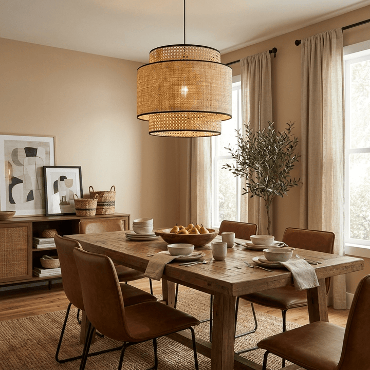 Sienna Rattan Fabric Pendant Lamp - Vakkerlight