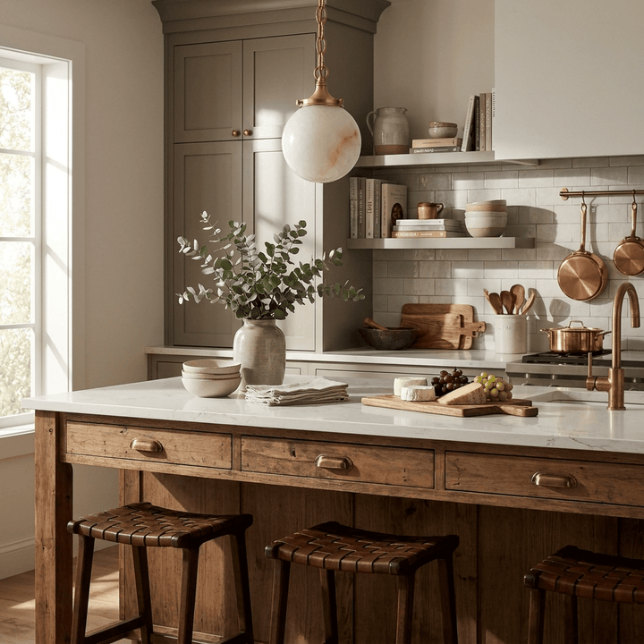 una Alabaster Globe Pendant Light