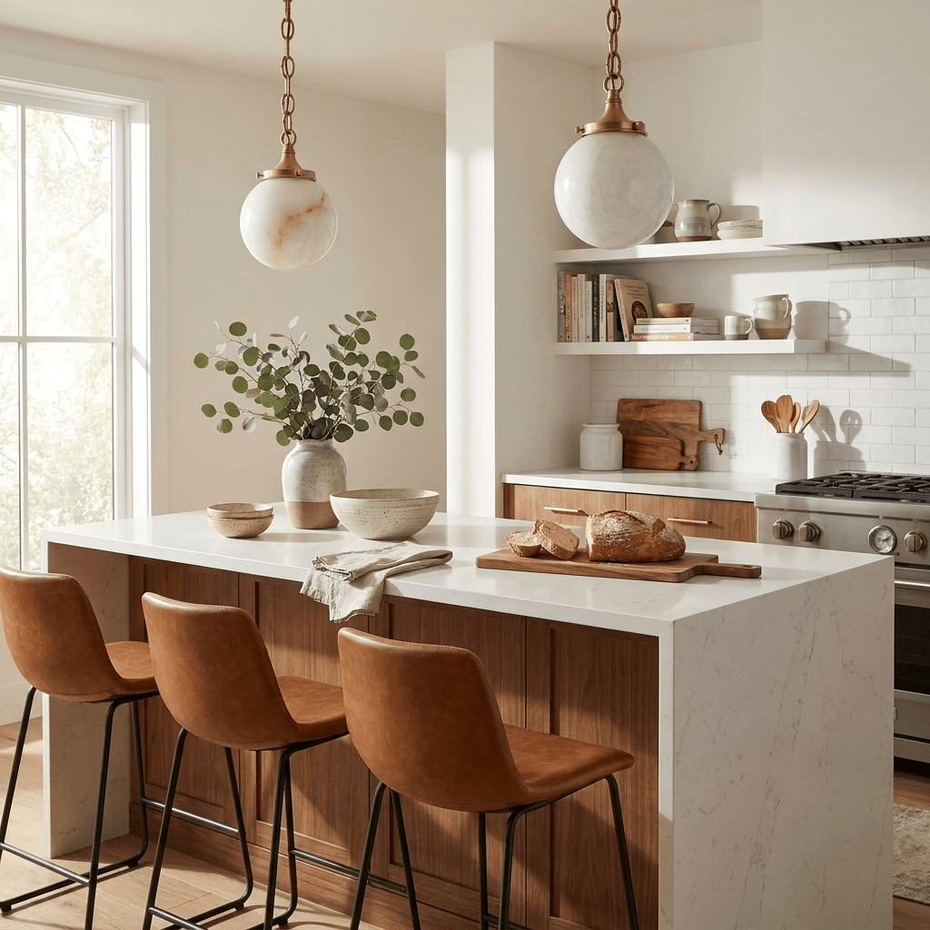 una Alabaster Globe Pendant Light