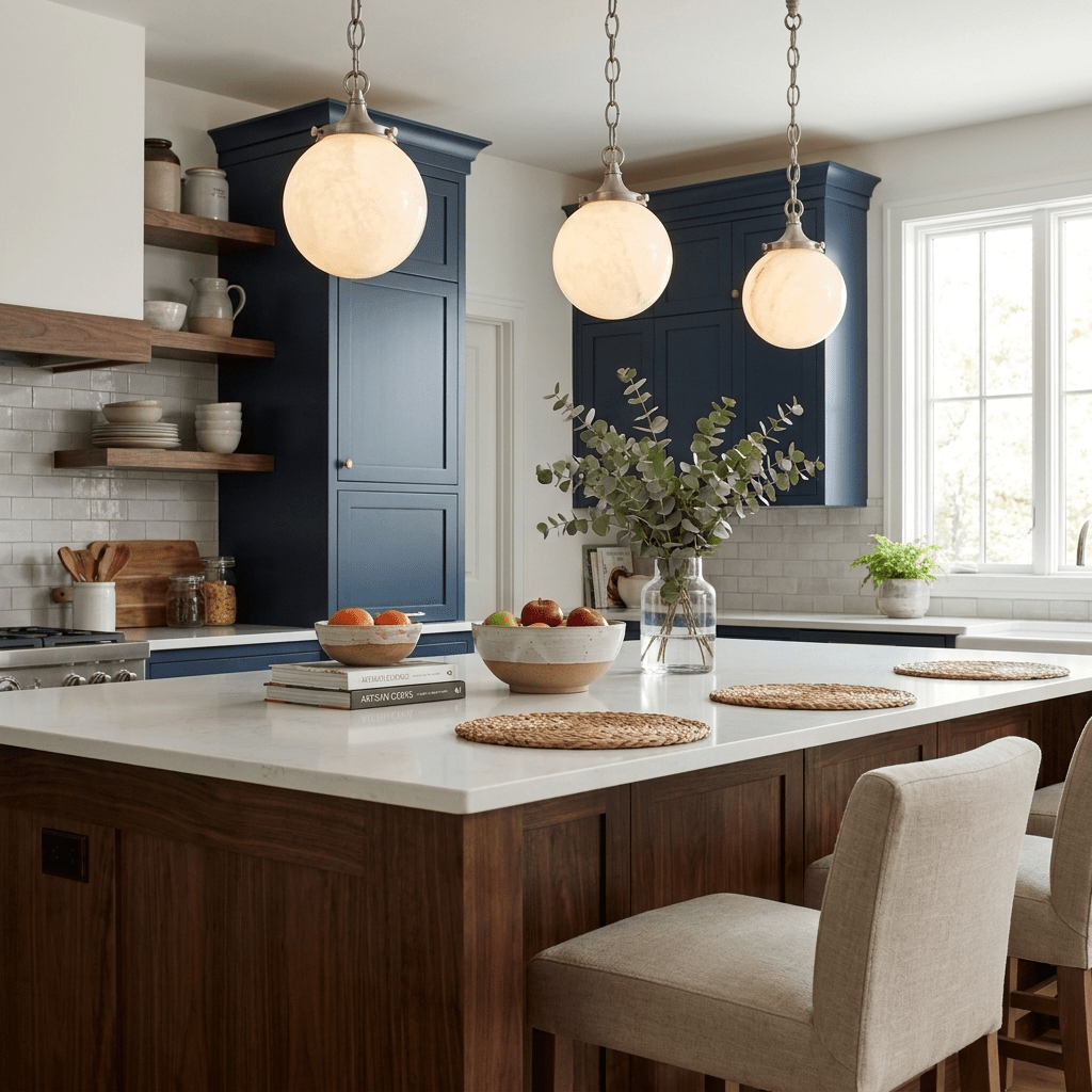 una Alabaster Globe Pendant Light