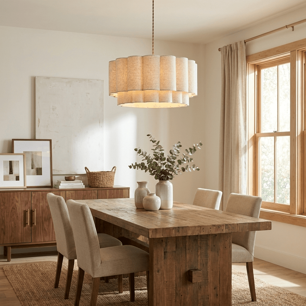 Fabric Petal Cylinder Pendant Lamp - Vakkerlight