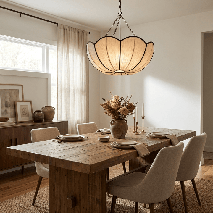 Poppy Scalloped Fabric Pendant Lamp - Vakkerlight