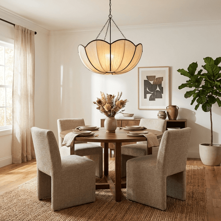 Poppy Scalloped Fabric Pendant Lamp - Vakkerlight