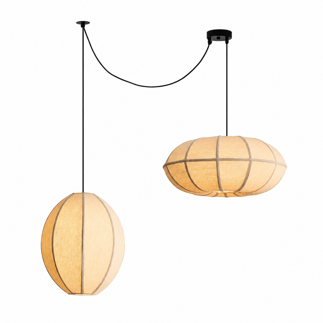Melon Ribbed Fabric Pendant Lamp