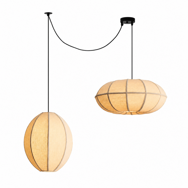 Melon Ribbed Fabric Pendant Lamp
