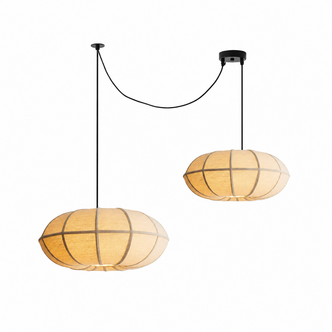 Melon Ribbed Fabric Pendant Lamp