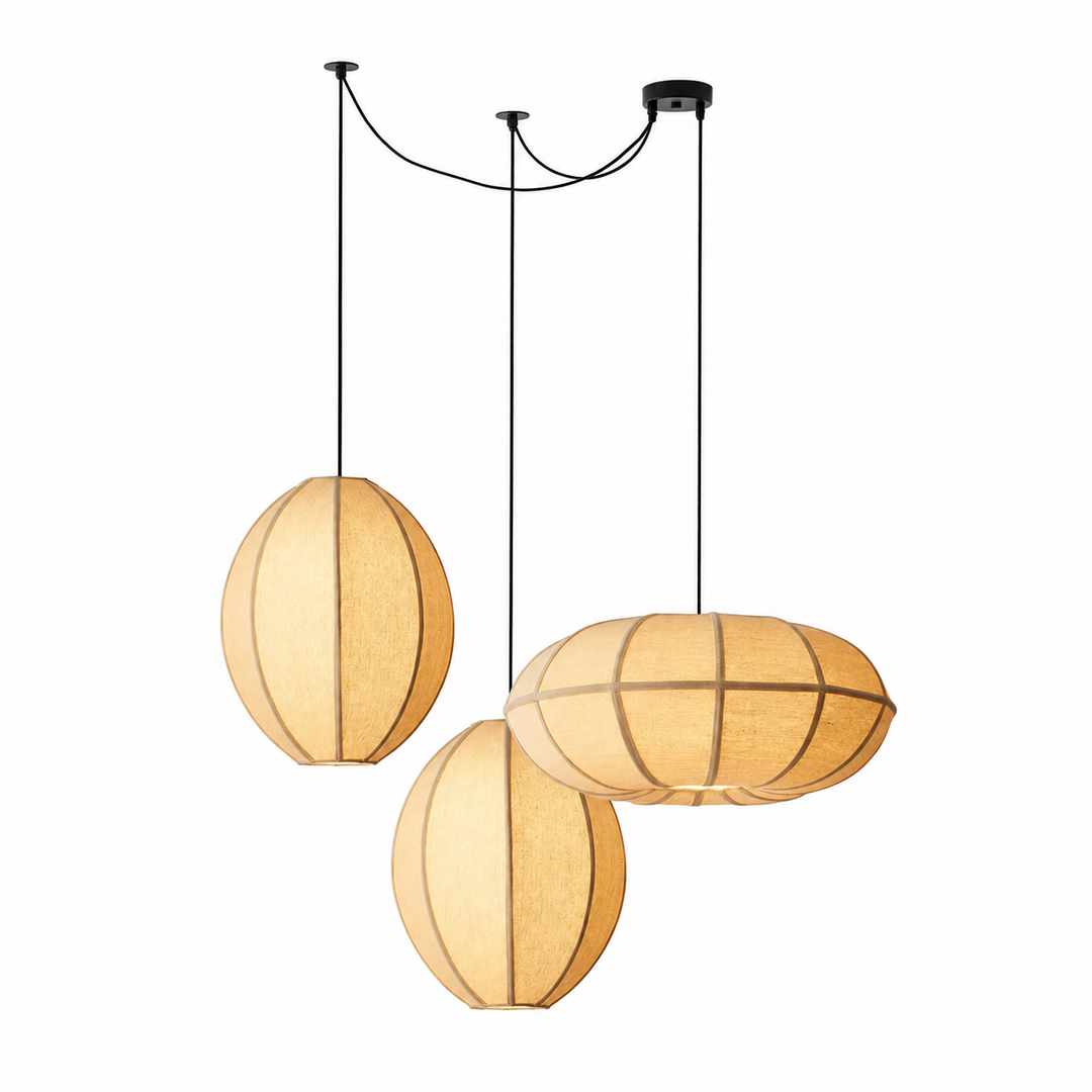 Melon Ribbed Fabric Pendant Lamp