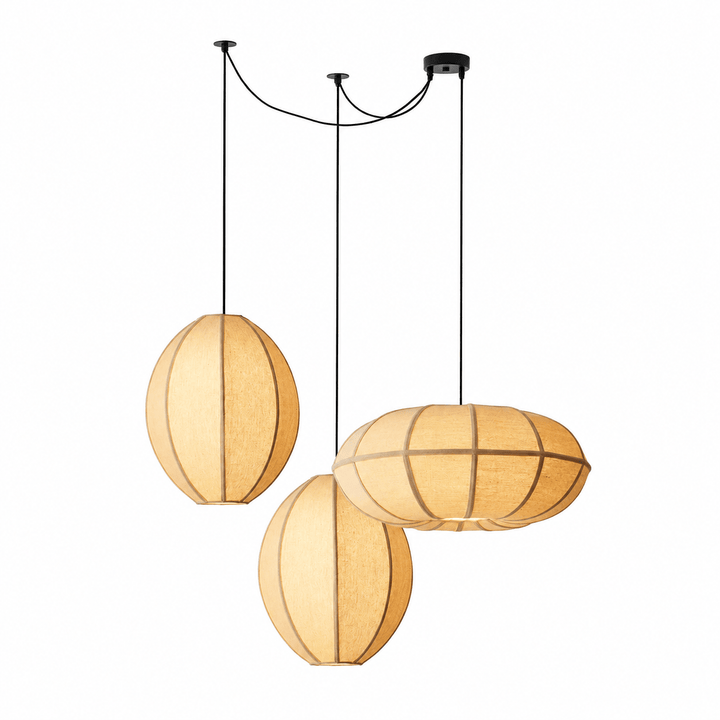 Melon Ribbed Fabric Pendant Lamp