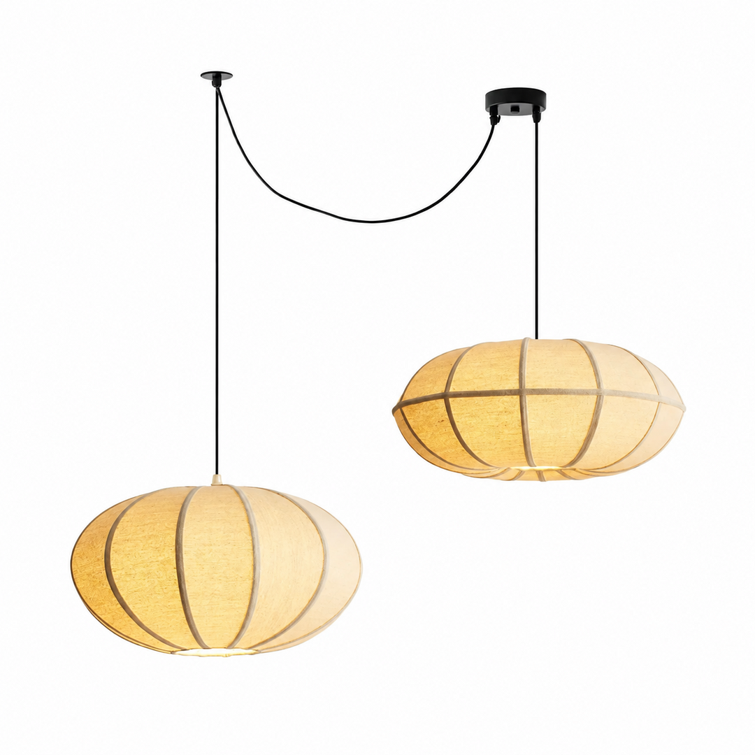Melon Ribbed Fabric Pendant Lamp