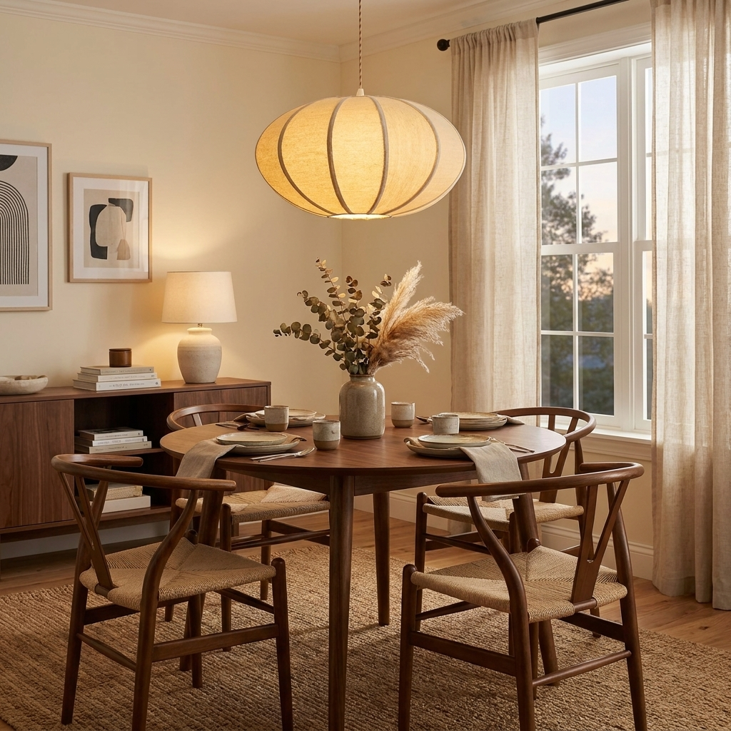 Melon Ribbed Fabric Pendant Lamp