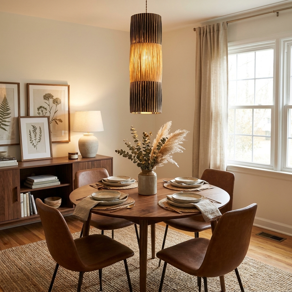 Reed Woven Raffia Pendant Lamp