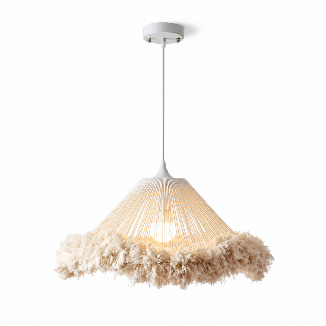 Meringue Fringed Cotton Cone Pendant Lamp
