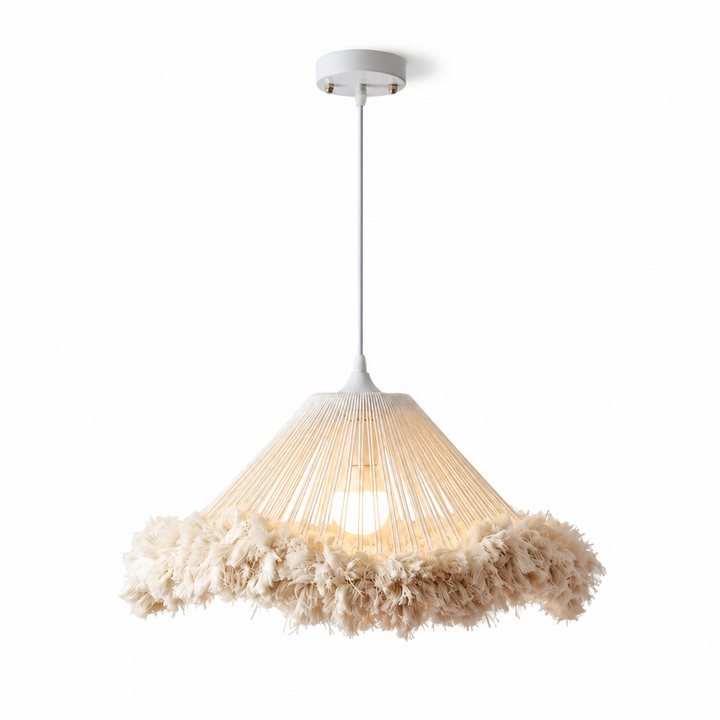 Meringue Fringed Cotton Cone Pendant Lamp