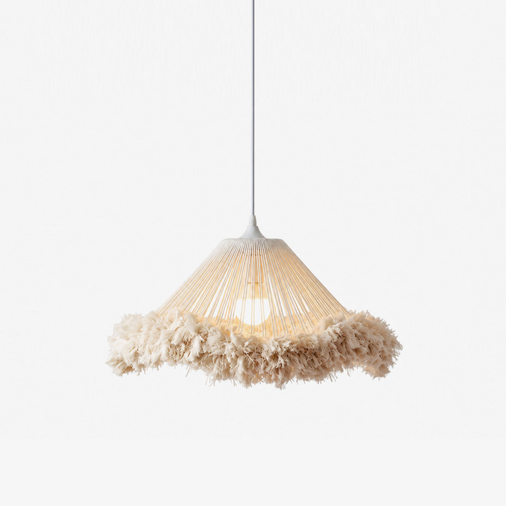 Meringue Fringed Cotton Cone Pendant Lamp