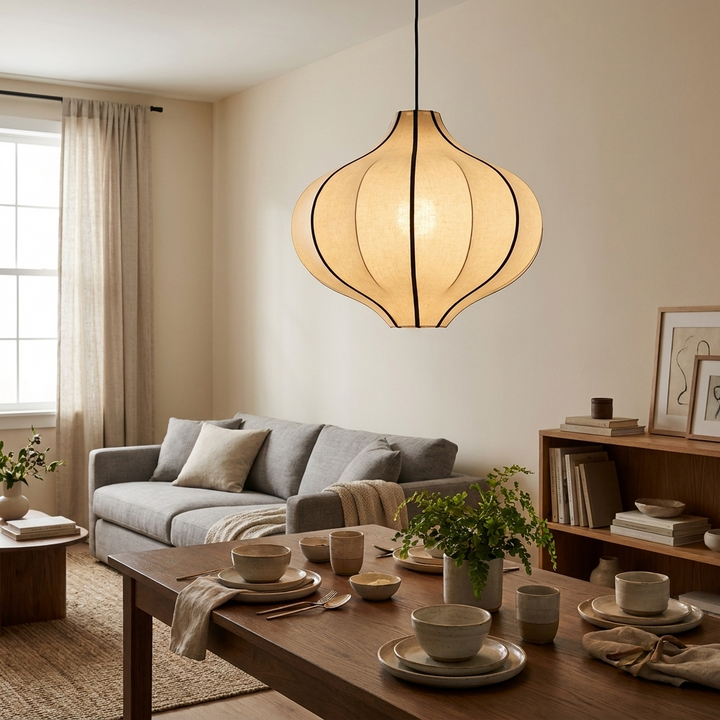 Garlic Fluted Fabric Pendant Lamp