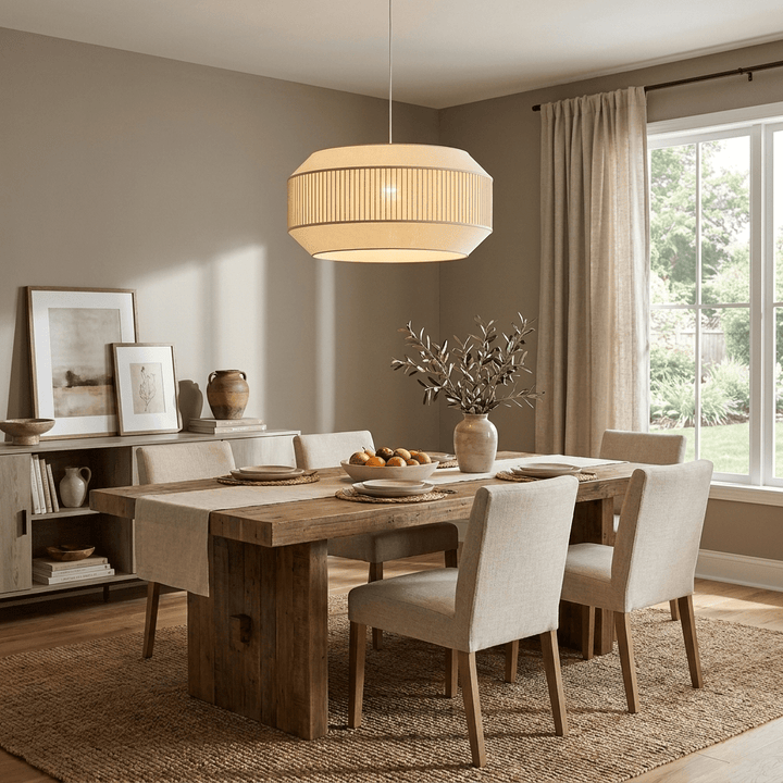 Alder Fluted Fabric Pendant Lamp - Vakkerlight