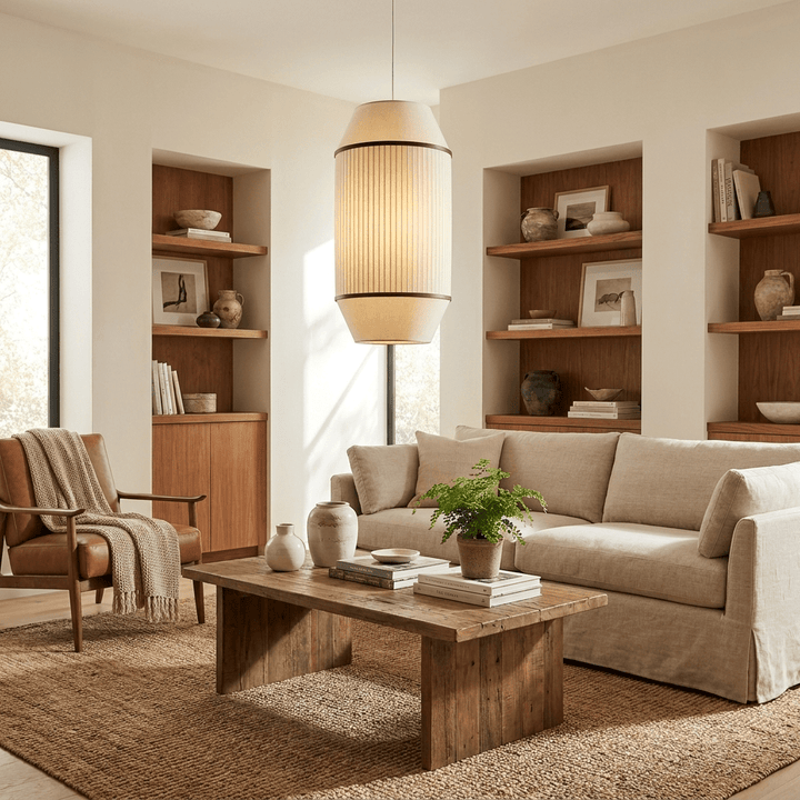 Alder Fluted Fabric Pendant Lamp - Vakkerlight